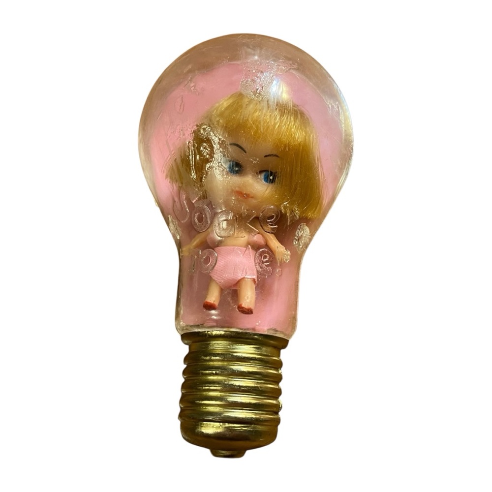 RARE Vintage Cragstan Socket to Me Lightbulb Doll Blonde Pink HTF Hong Kong